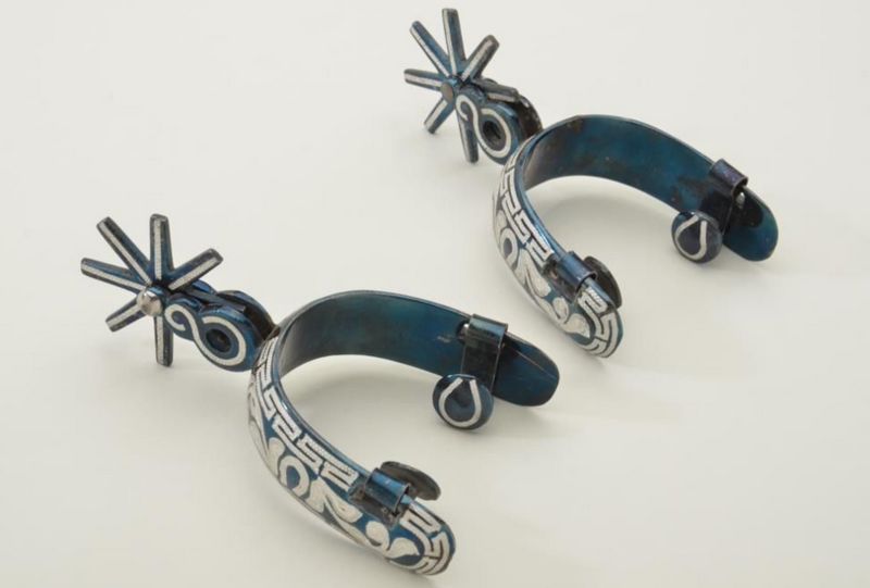 Mexican spurs with silver inlay
