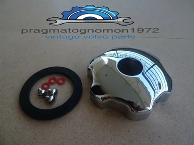 VOLVO AMAZON P1800 PV544 OIL FILLER CAP SET CHROME PLATED! with breather hole