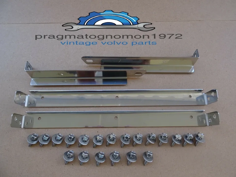 VOLVO P1800 MUD FLAP BRACKETS F+R STAINLESS STEEL COMPLETE set