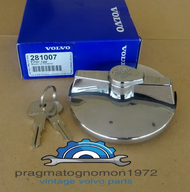 VOLVO 140 164 FILLER FUEL CAP LOCKABLE WITH 2 KEYS GENUINE VOLVO 281007