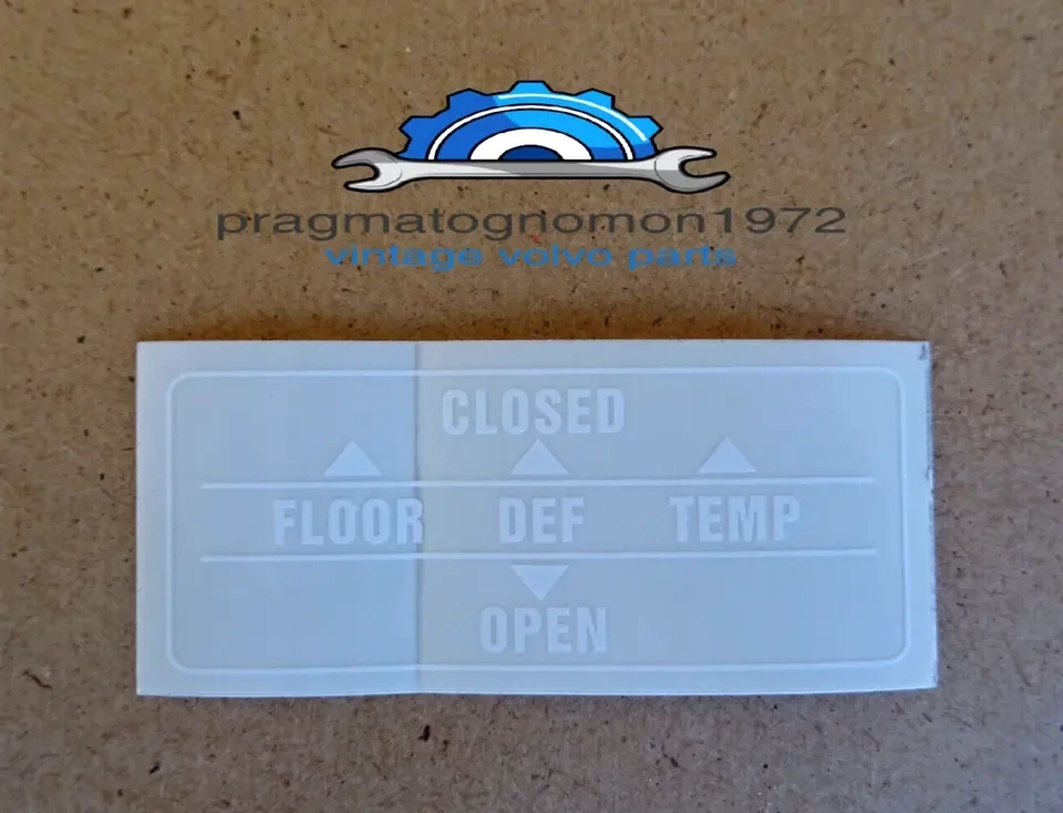 VOLVO P1800ES 1973 HEATER CONTROL DECAL STICKER