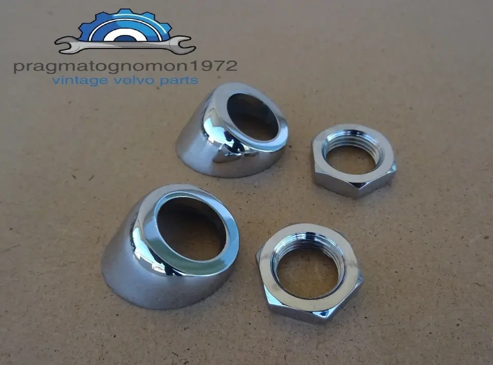 VOLVO P1800 WIPER BEZELS AND NUTS CHROME PLATED
