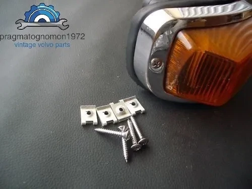 VOLVO AMAZON 121 122 FRONT FLASHER INSTALLATION SET STAINLESS MIRROR FINISH
