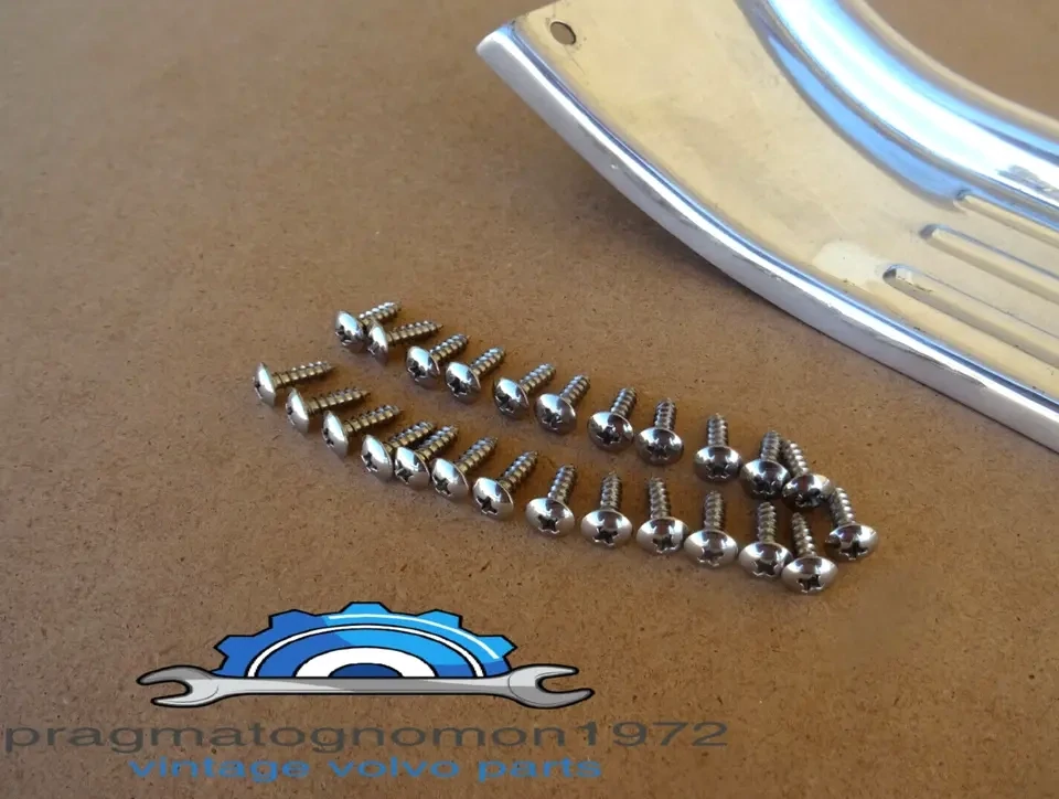 VOLVO AMAZON 122 121 P1800 SILL STAINLESS SCREWS MIRROR FINISH 25pcs set