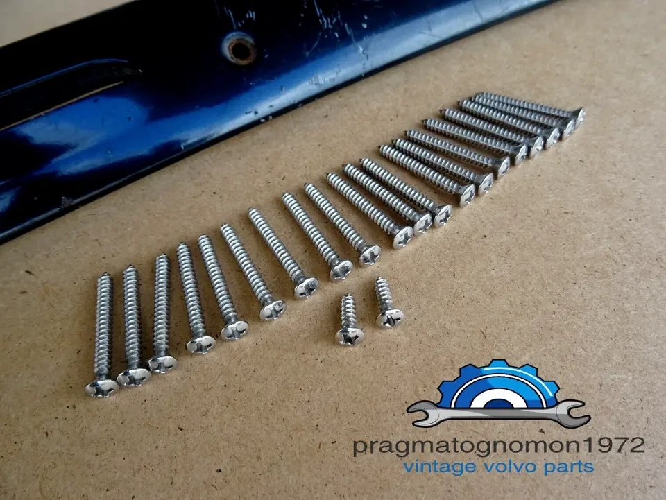 VOLVO AMAZON 121 122 WINDSCREEN FRAME STAINLESS STEEL SCREWS MIRROR FINISH set