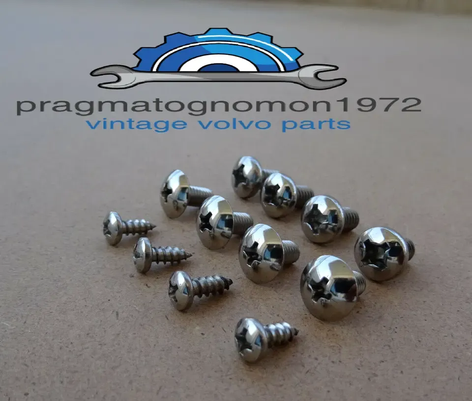 VOLVO P1800 DOOR TRIM SCREWS SET STAINLESS STEEL MIRROR FINISH TYPE 1 set