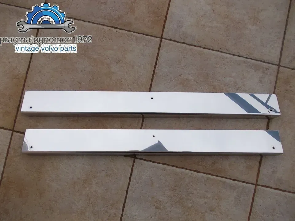 VOLVO P1800 DOOR SILL PLATES STAINLESS STEEL MIRROR FINISH 3 HOLE PATTERN