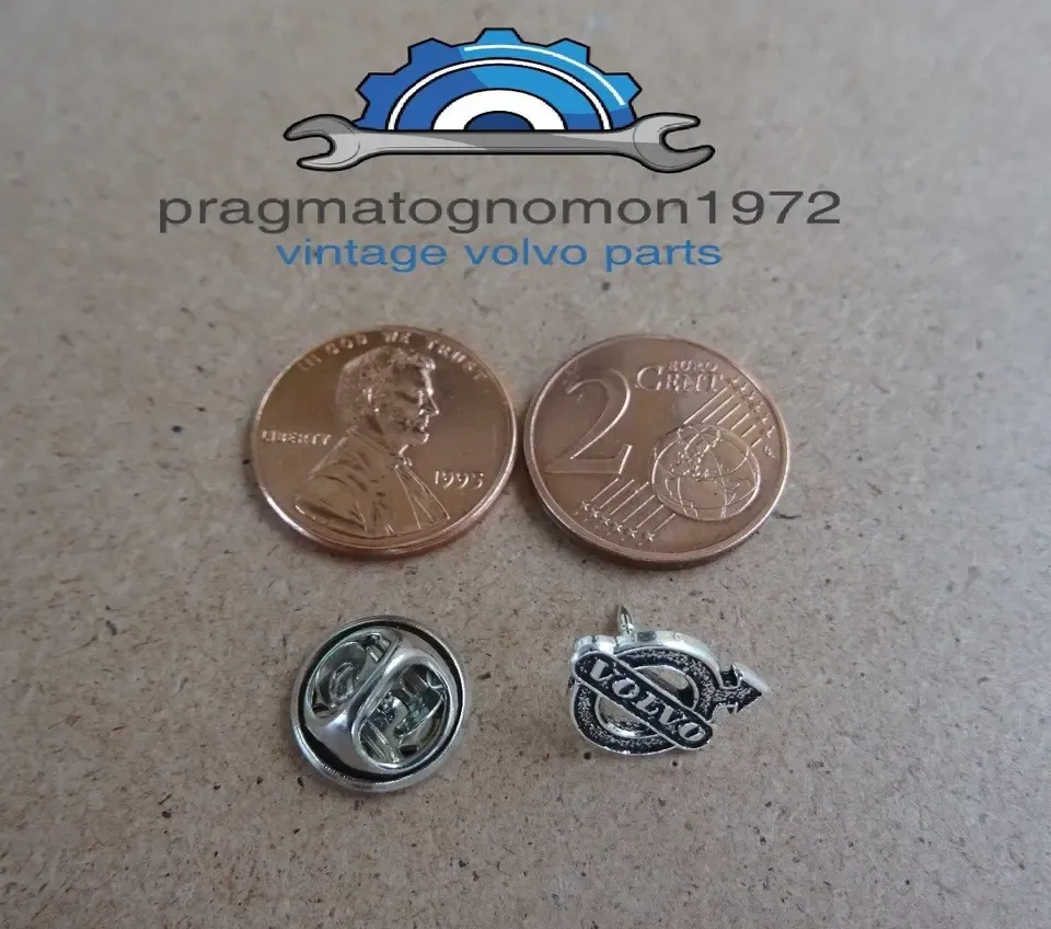 VINTAGE VOLVO AMAZON 121 122 P1800 PV 544 140 LAPEL PIN SILVER PLATED