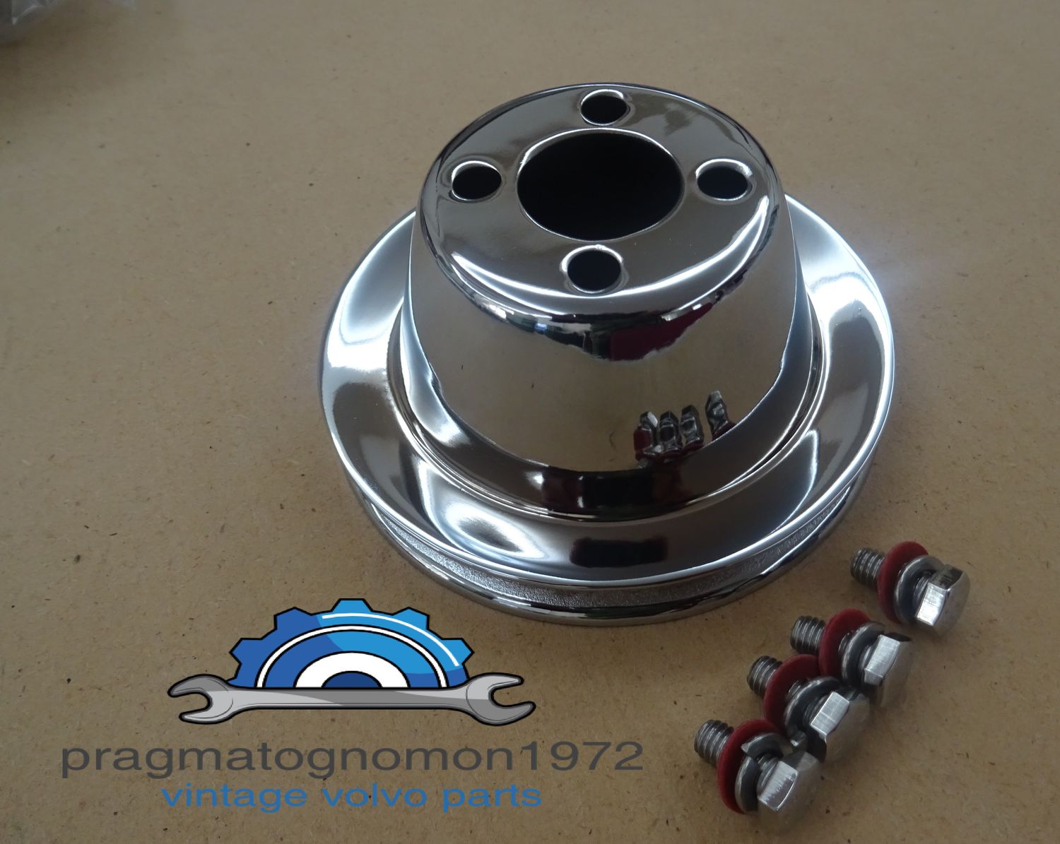 VOLVO B18 BELT PULLEY WATER PUMP CHROME PLATED #2