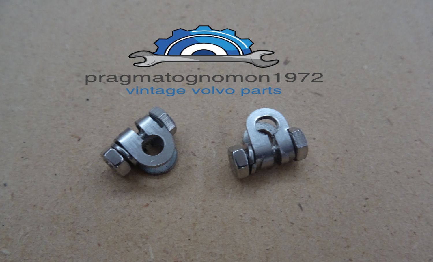VOLVO AMAZON P1800 PV544 CLAMP FOR EARLY THIN CHOKE CABLES 2 PIECES SET STAINLESS STEEL