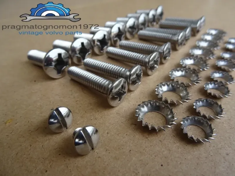 VOLVO AMAZON 121 122 RECARO RECLINING SEATS SCREW SET STAINLESS MIRROR FINISH