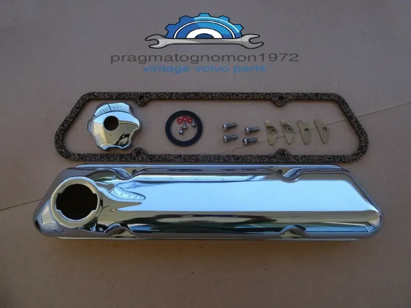 VOLVO 418862 AMAZON 121 122 P1800 PV 544 140 VALVE COVER SET CHROME WITH BREATHER