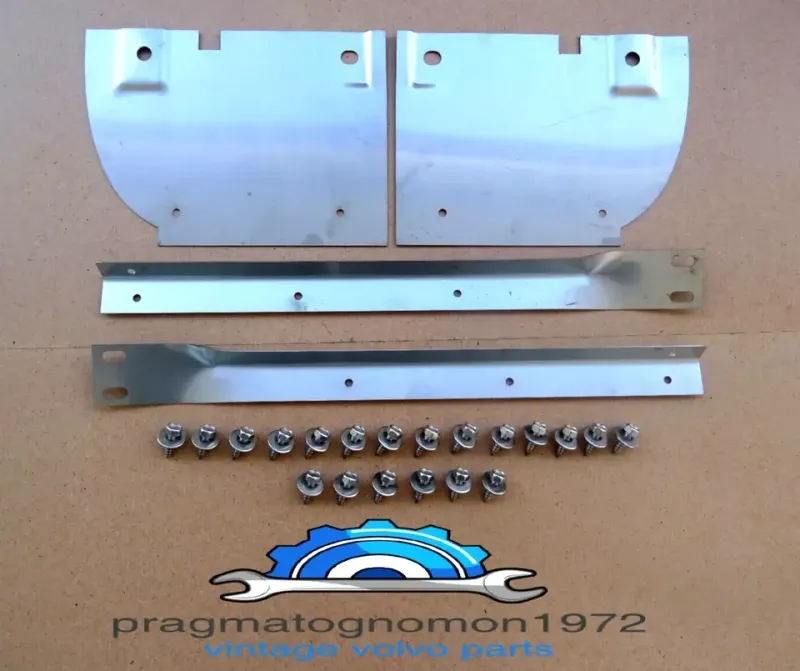 VOLVO AMAZON 120 130 MUD FLAP BRACKETS FRONT + REAR STAINLESS STEEL set