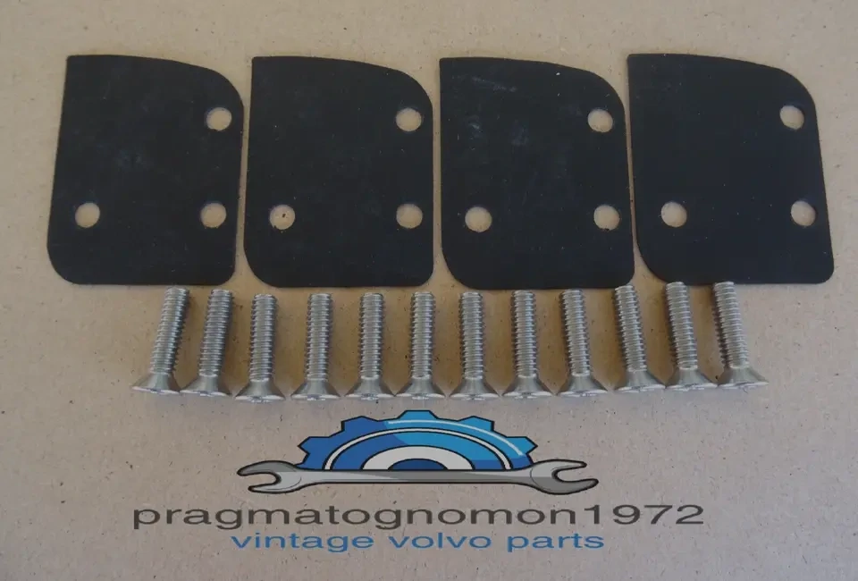 VOLVO AMAZON 130 220 DOOR STRIKER GASKETS AND SCREWS SET STAINLESS STEEL