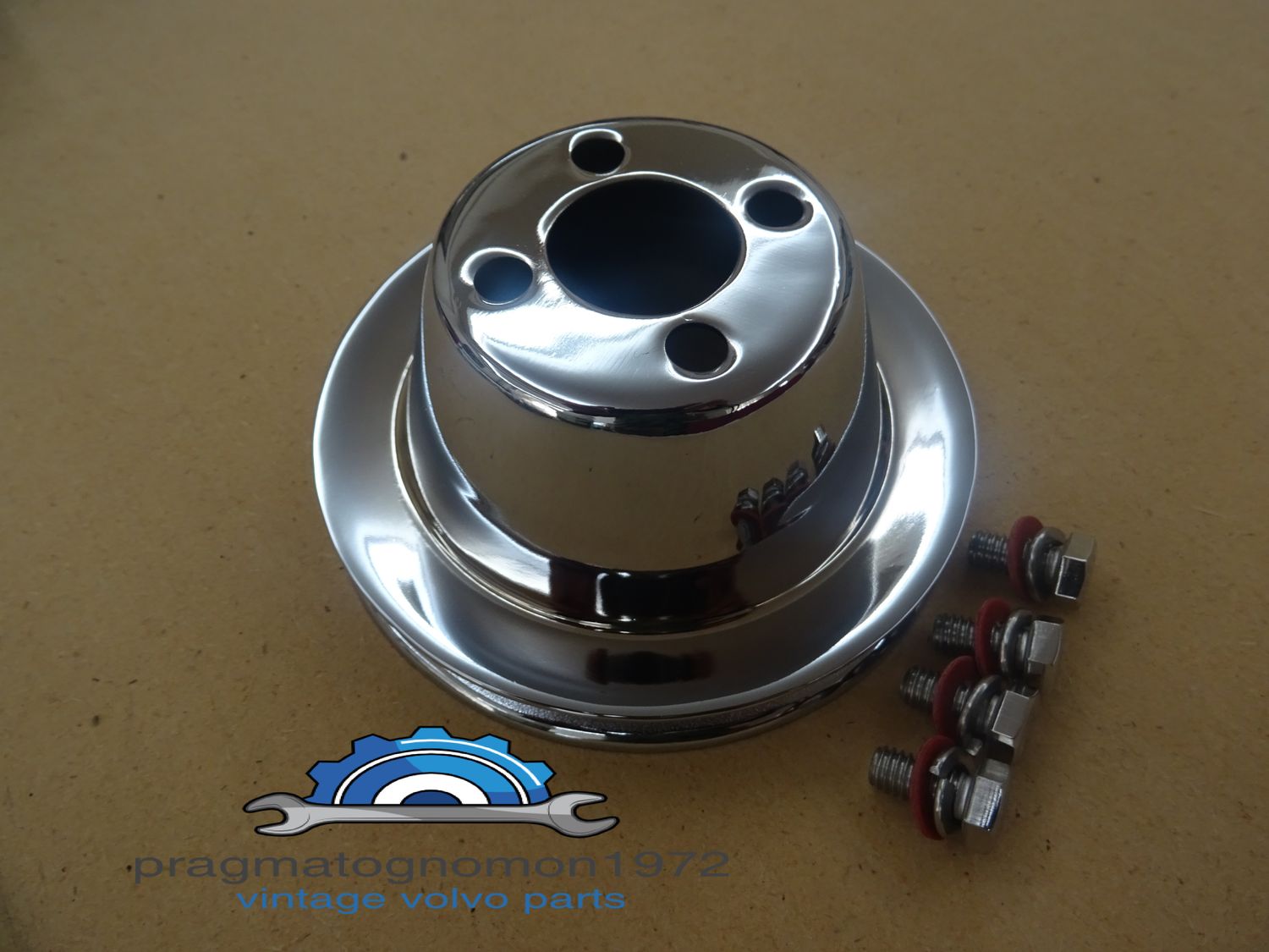 VOLVO B18 BELT PULLEY WATER PUMP CHROME PLATED #3