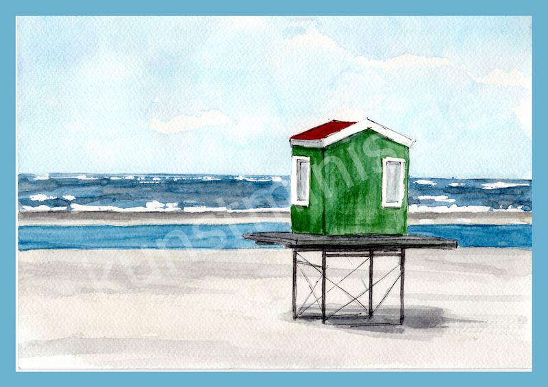 Originalarbeit "Langeoog", Aquarell, 29,7 x 21 cm