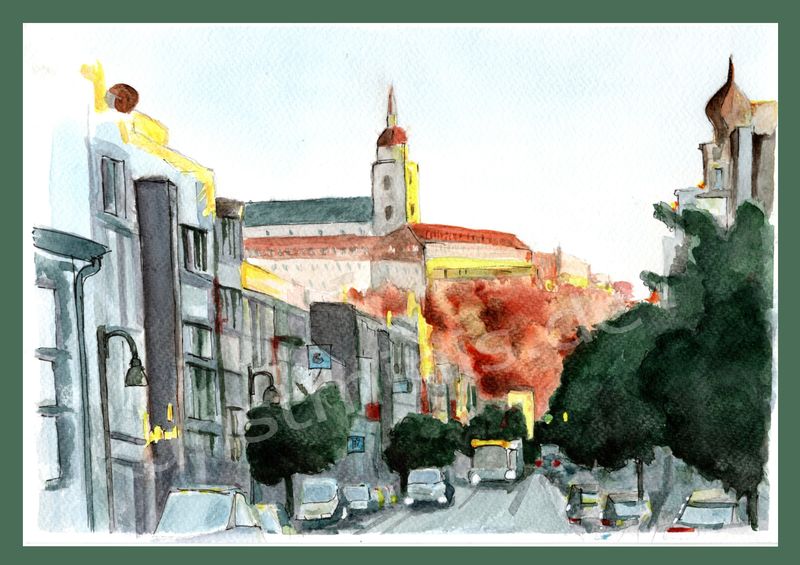 Originalarbeit "Siegburg", Aquarell, 28,5 x 20,5 cm