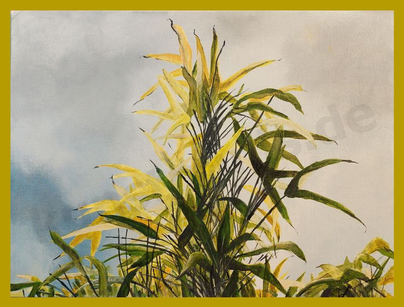 Originalarbeit "Bambus", Acryl, 40 x 30 cm