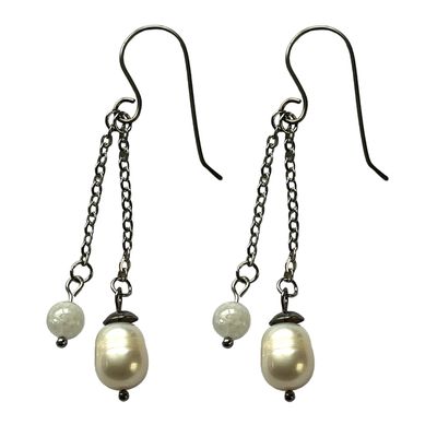 Pearl & Moonstone Dangle Earrings