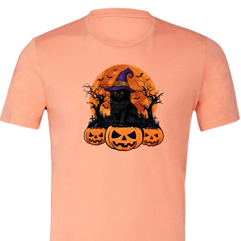 BLACK CAT WITH PUMPKINS