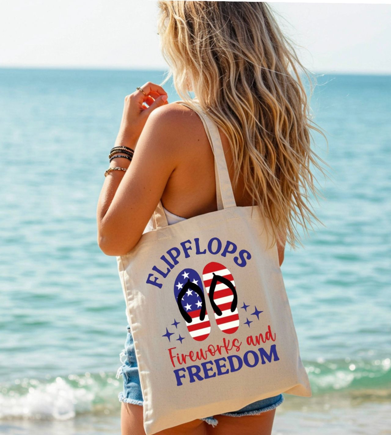 FLIP FLOPS FIREWORKS &amp; FREEDOM TOTE