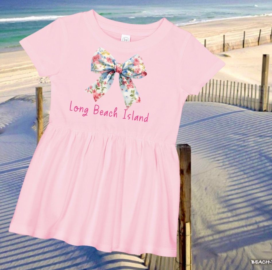 CHILDREN’S PINK FLORAL BOW DRESS