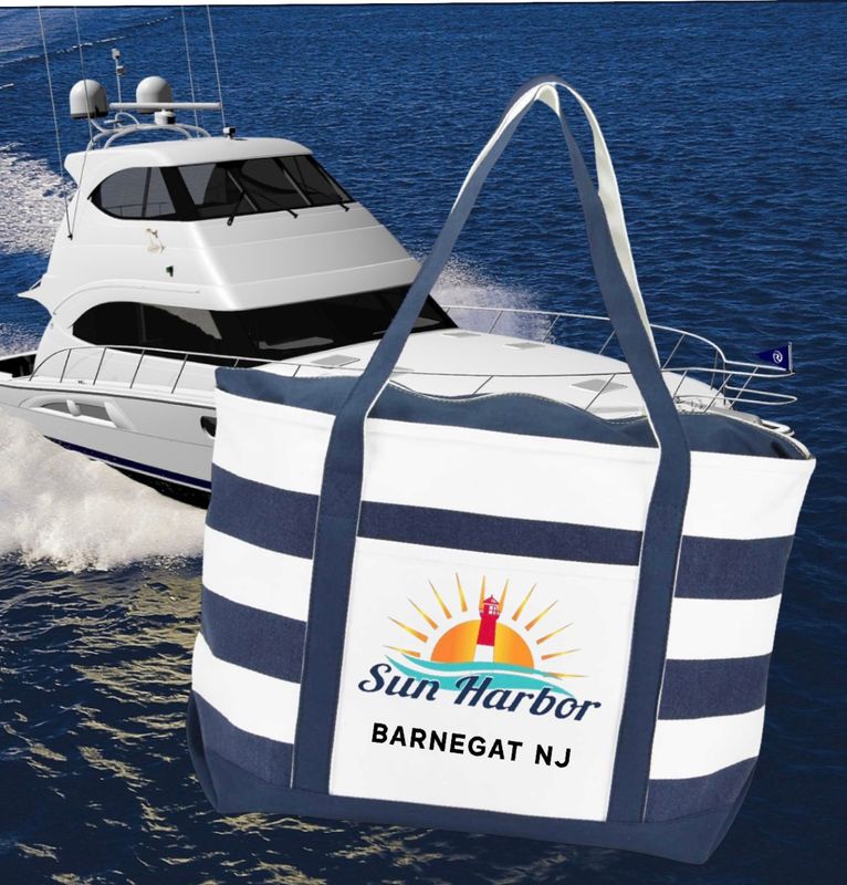 SUN HARBOR NAVY STRIPED BAG