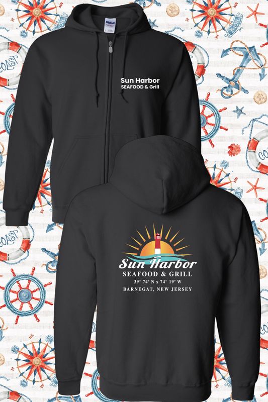 SUN HARBOR “ZIP UP” SWEATSHIRT / BLACK