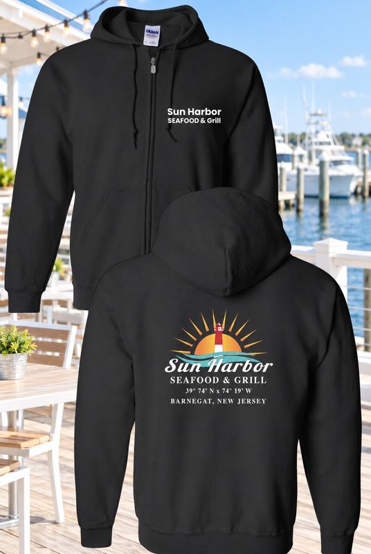 SUN HARBOR “ZIP UP” SWEATSHIRT / BLACK