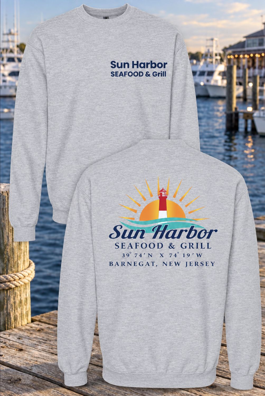 SUN HARBOR LOGO CREW NECK SWEATSHIRT / SPORT GRAY