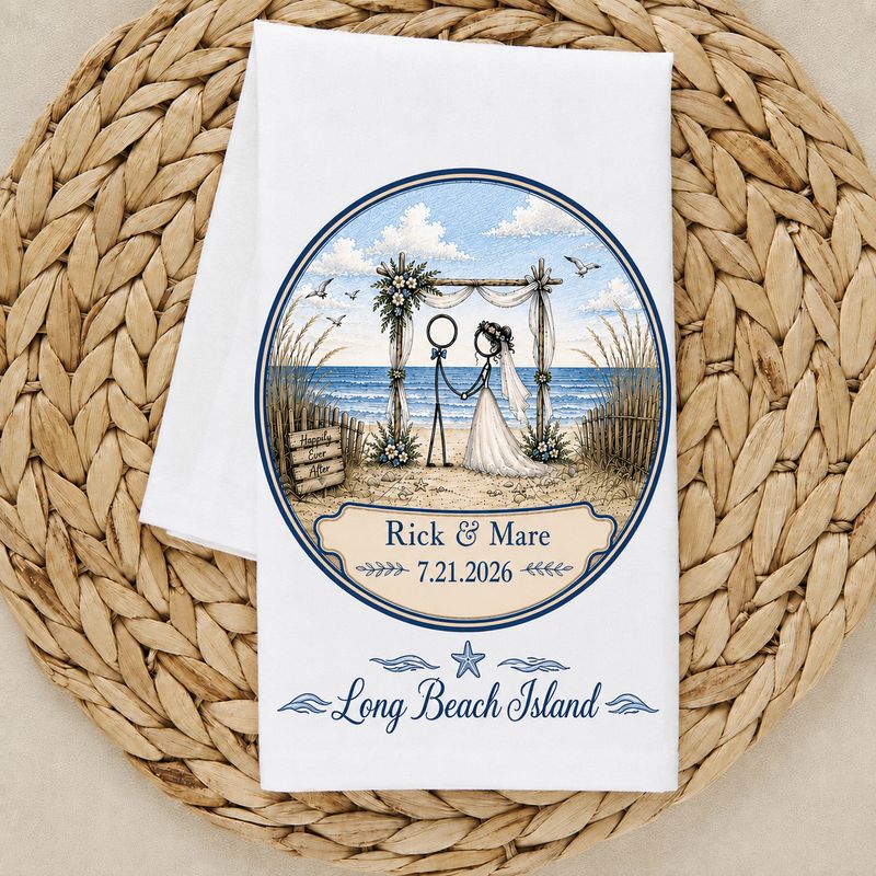 BEACH WEDDING TEA TOWEL