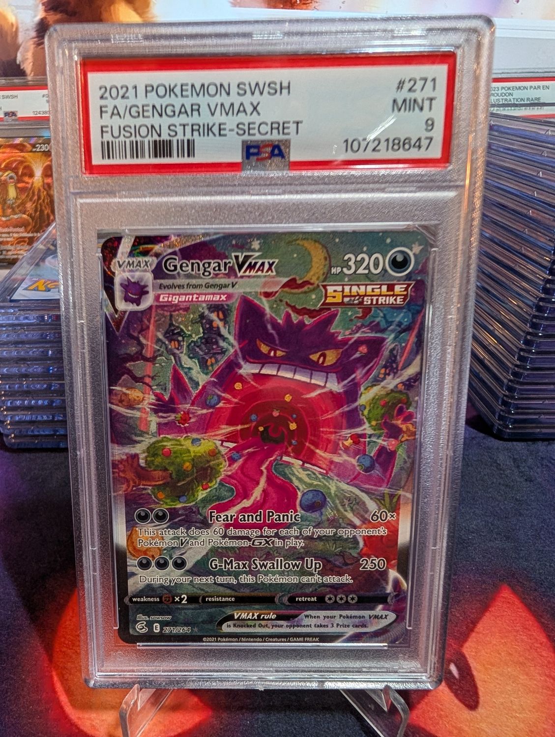 2021 Pokemon Gengar VMAX - Fusion Strike #271/264 - PSA 9