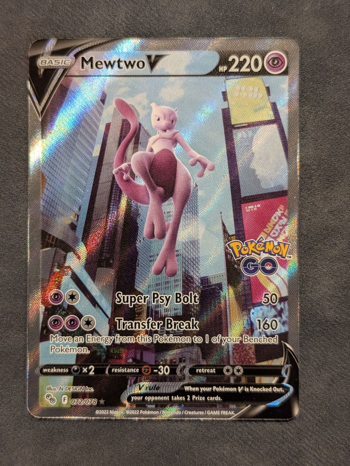 Pokemon Go Mewtwo V Alt Art #072/078 - ungraded