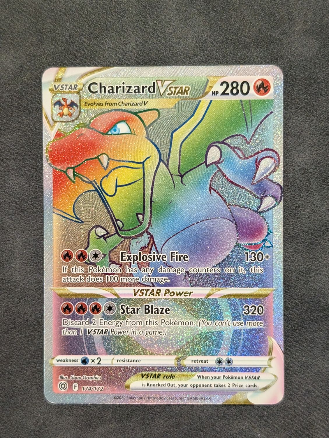 Pokemon Brilliant Stars Charizard VSTAR Rainbow Rare #174/172 - ungraded