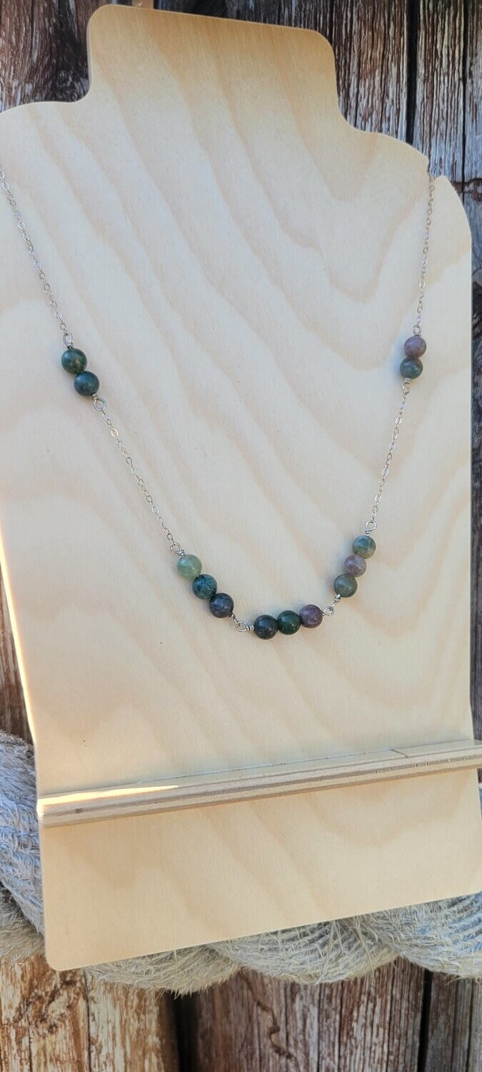 Indian Agate On Sterling Chain Necklace MR-533