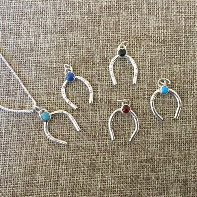 Horseshoe Charm Necklace, Sterling Silver