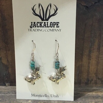 Jackalope Turquoise Earrings, Sterling MR-545