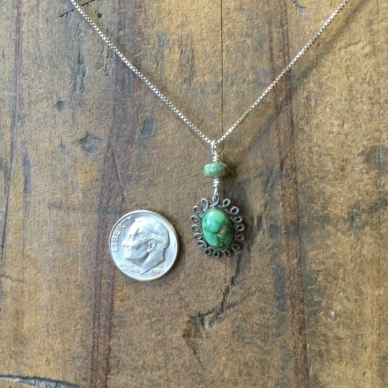 Turquoise Scroll Pendant, 16” chain