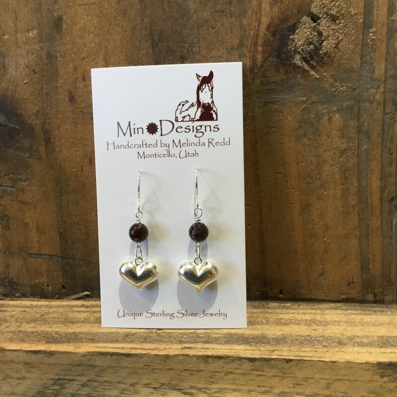 Garnet Sterling Heart Earrings MR-750