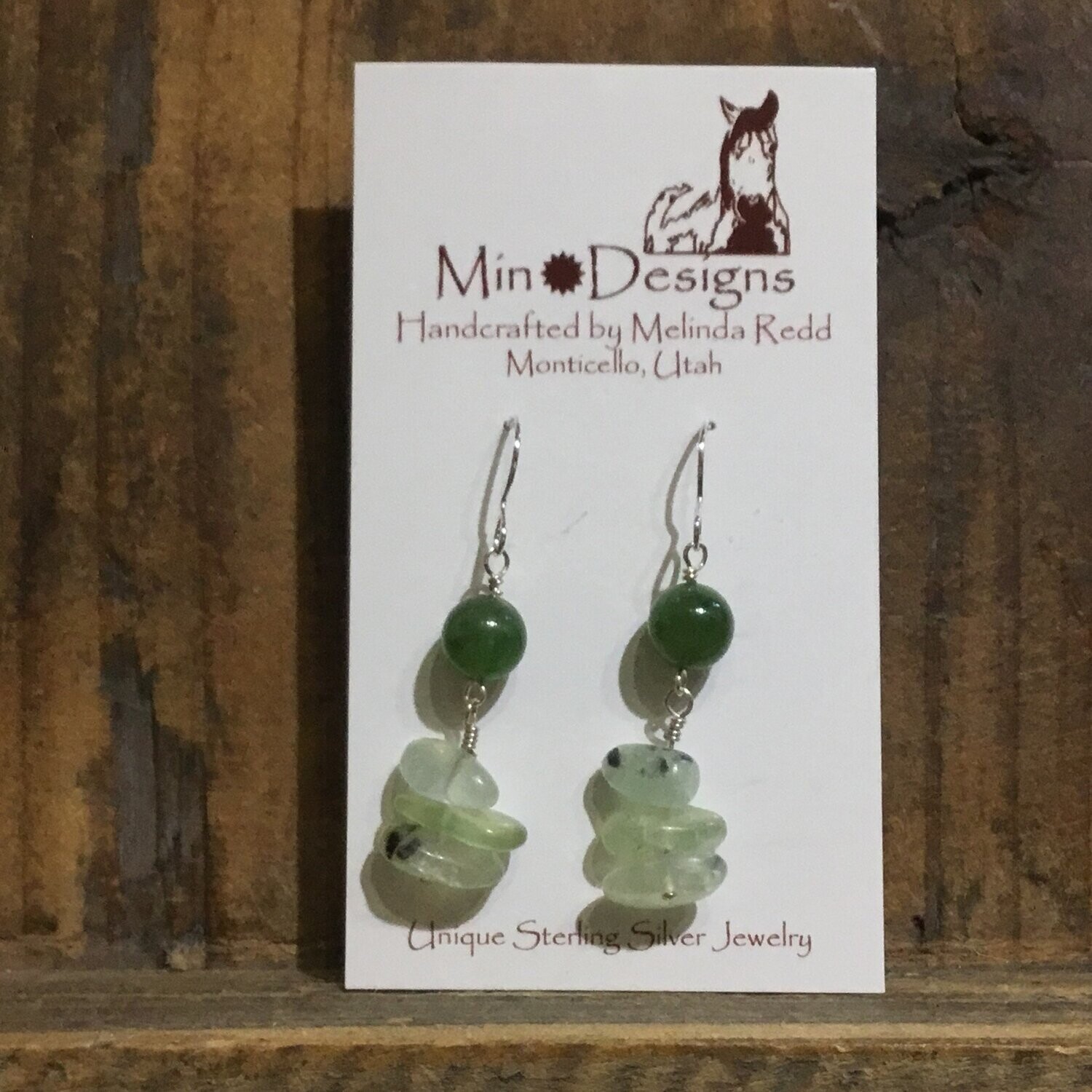 Nephrite Jade &amp; Prehnite Earrings MR-743