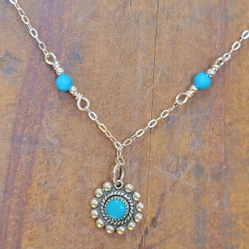 Turquoise Sterling Flower Pendant