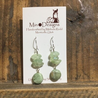 African Green Opal &amp; Prehnite Earrings MR-742