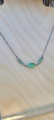 Amazonite Sterling Chain Necklace MR-75