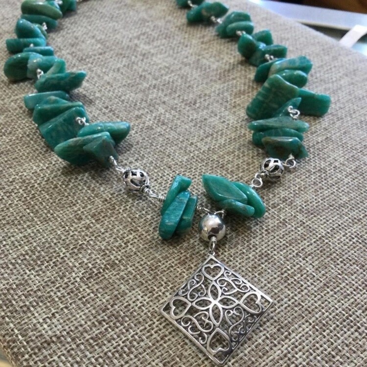 Russian Amazonite Filigree Necklace MR-761