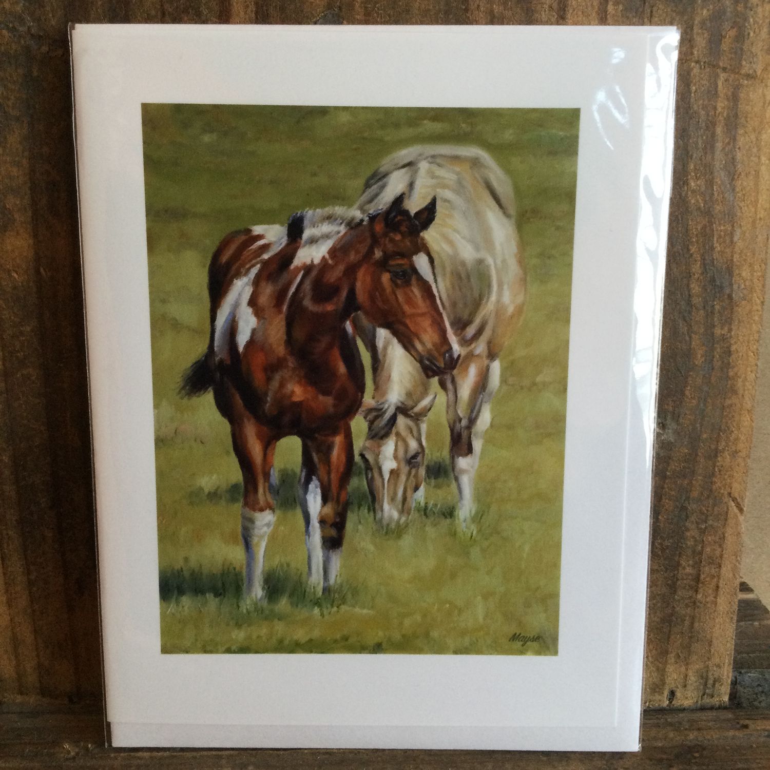 Graze Interrupted Horses Note Card