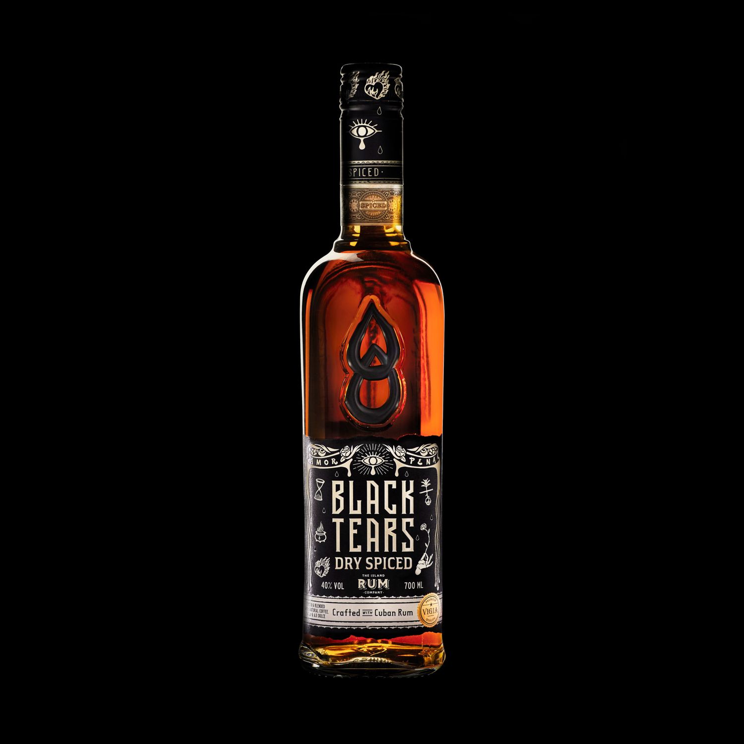 Black Tears Dry Spiced Rum 70cl
