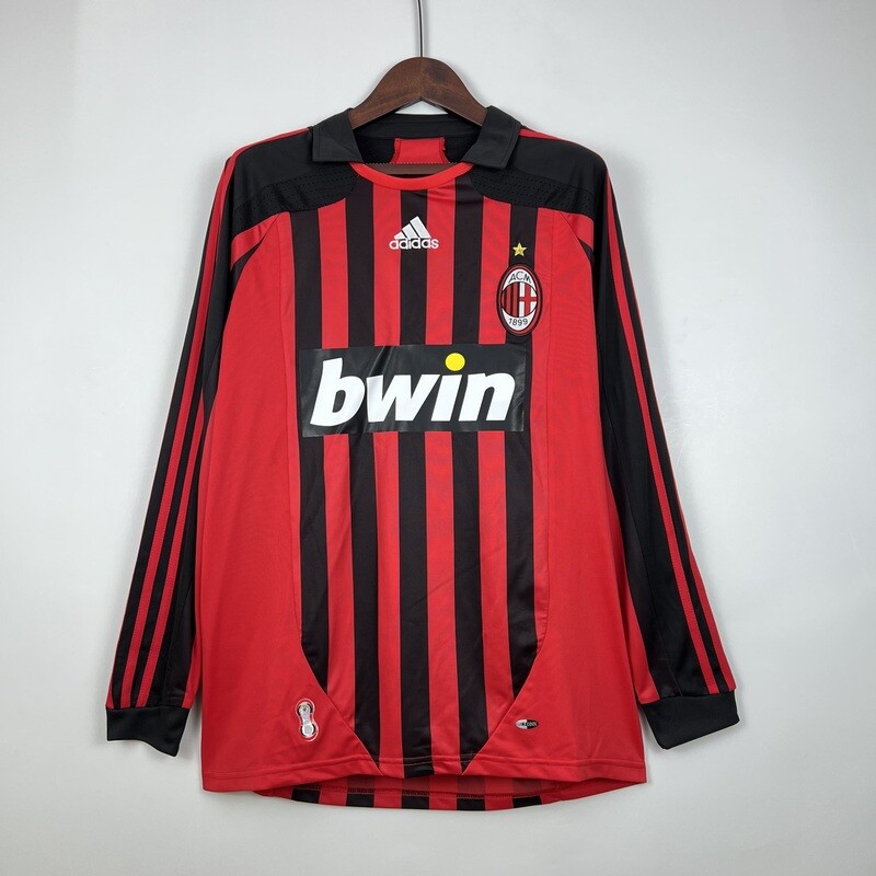 AC Milan 2007/08 Home Men&#39;s Long Sleeve Jersey- Retro