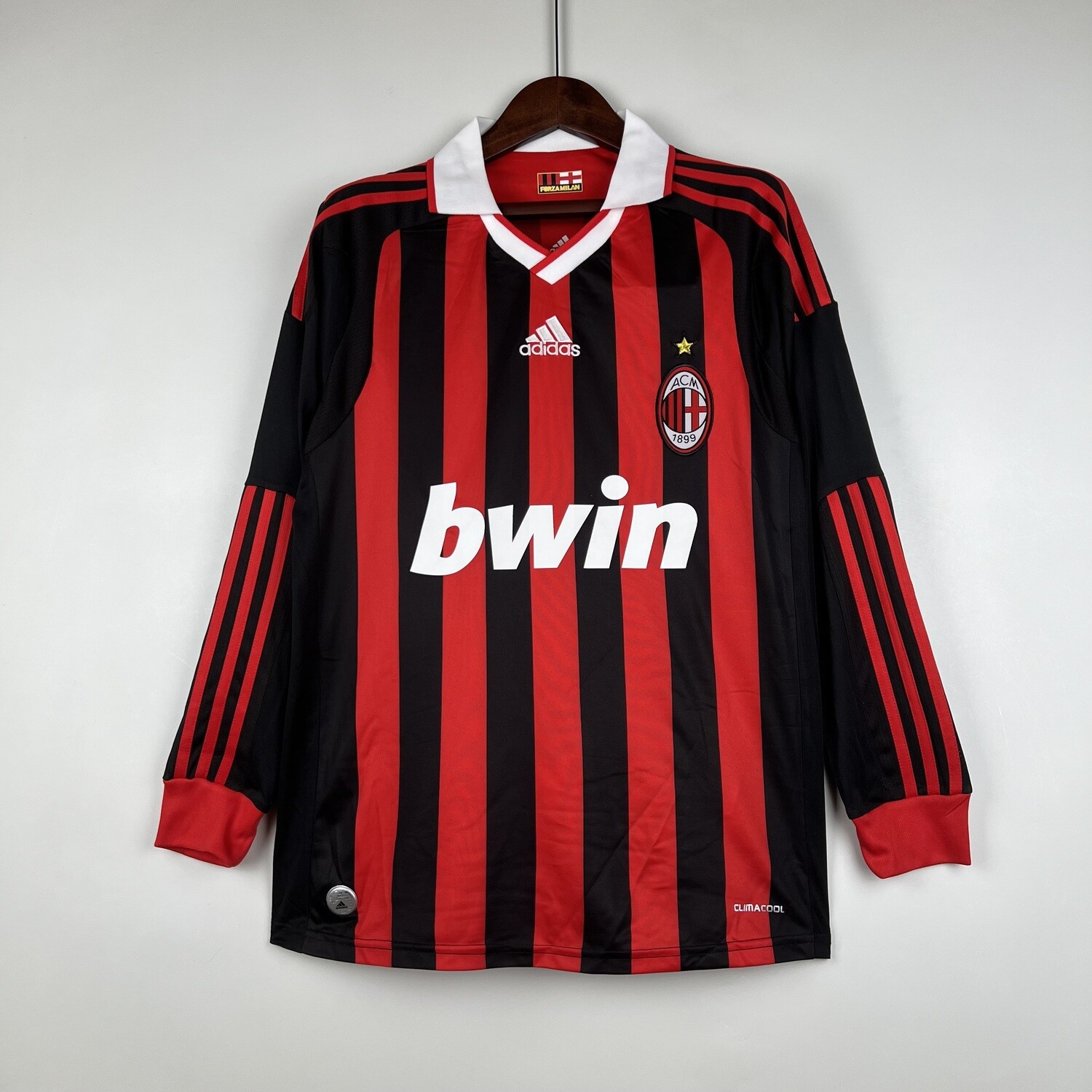 AC Milan 2009/10 Home Men&#39;s Long Sleeve Jersey- Retro