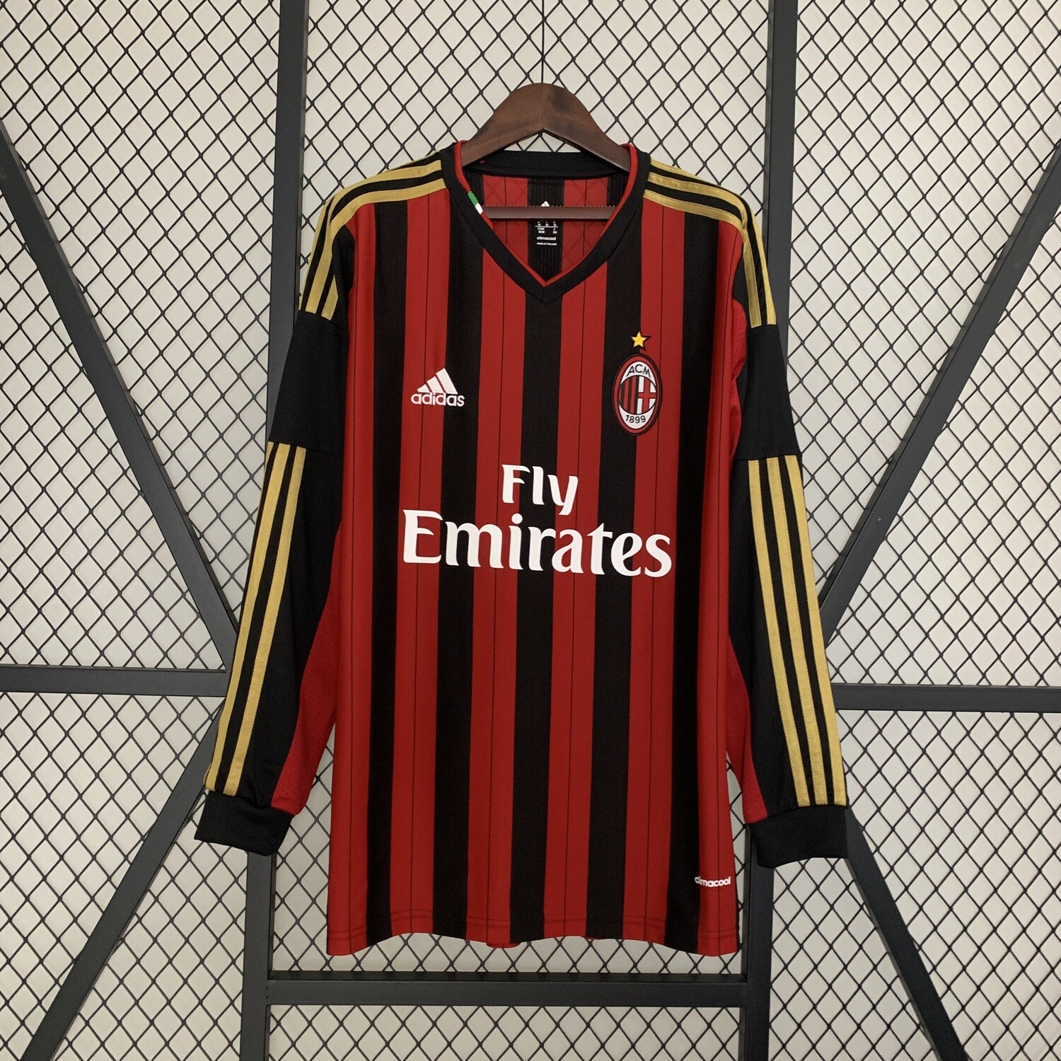 AC Milan 2013/14 Home Men&#39;s Long Sleeve Jersey- Retro