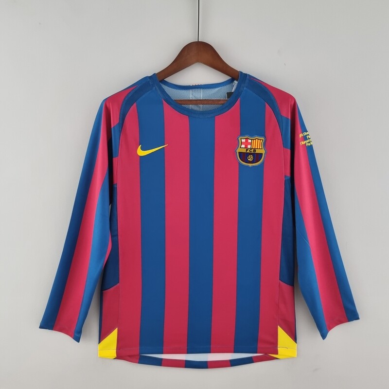 Barcelona FC 2005/06 Home UCL Final Men&#39;s Long Sleeve Jersey- Retro